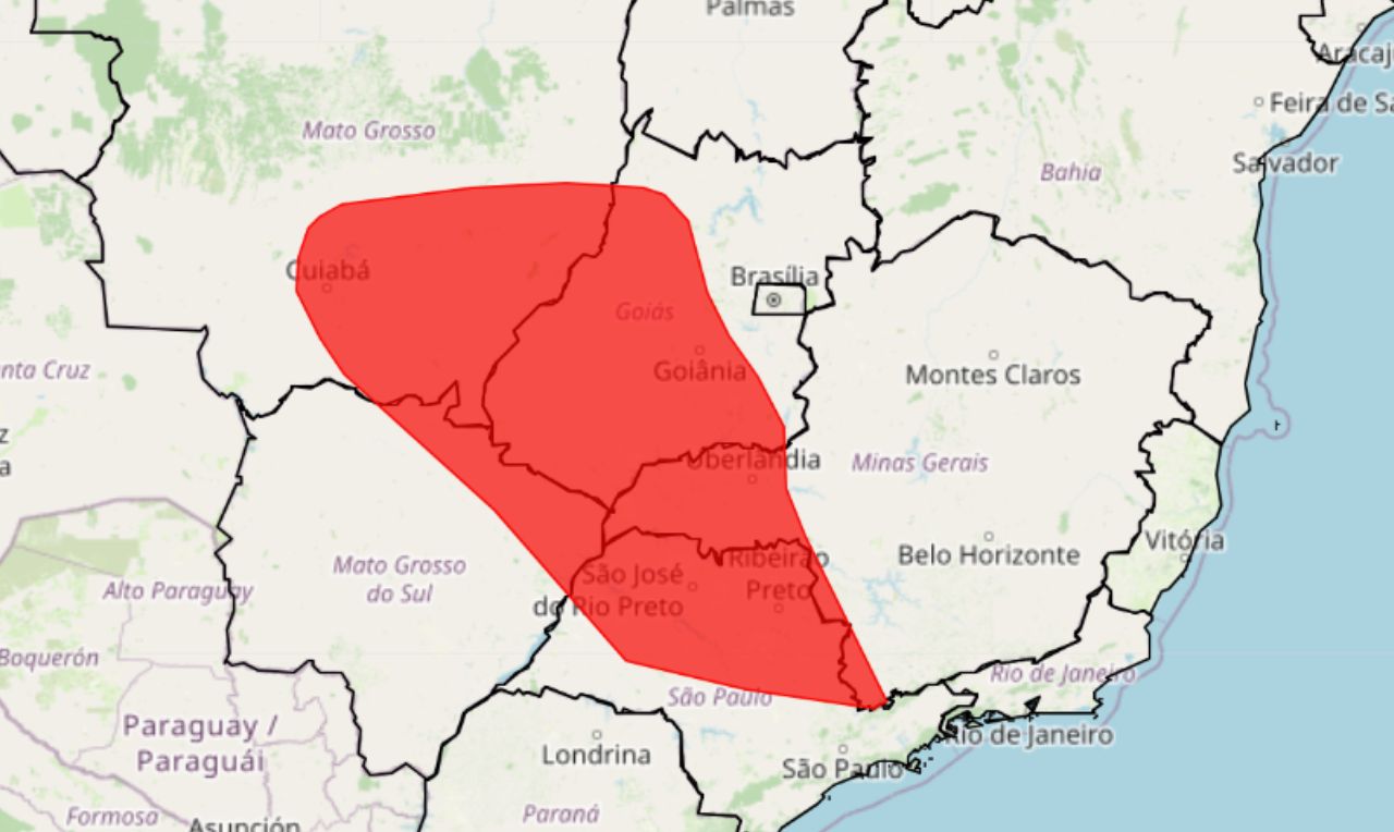 Alerta vermelho para baixa umidade relativa do ar abaixo dos 12% em partes do Sudeste e Centro-Oeste do Brasil